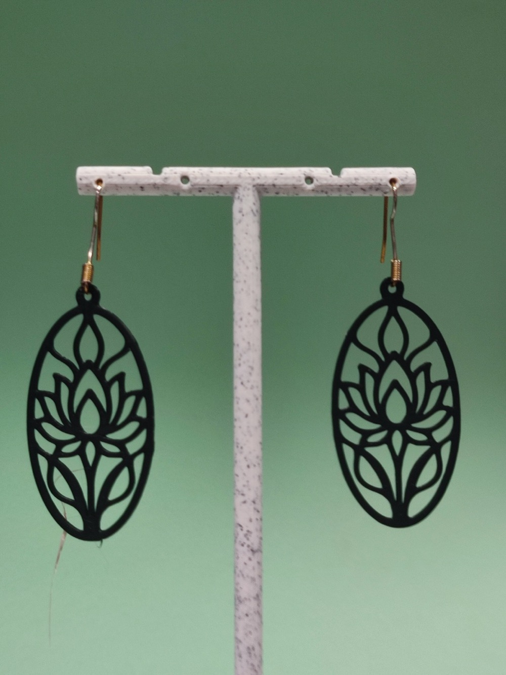Black Lotus Cutout Dangle Earrings - Women Jewelry